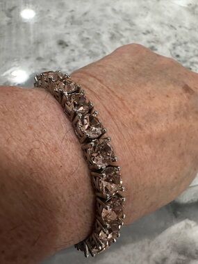Park Lane Impression Rose Blush Crystal Tennis Bracelet - Silver Setting
